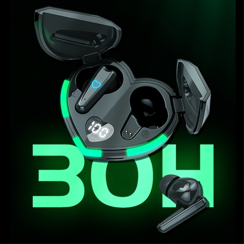 Bluetooth 5.3 In - Ear Headphones + Heart Charging Case - Black