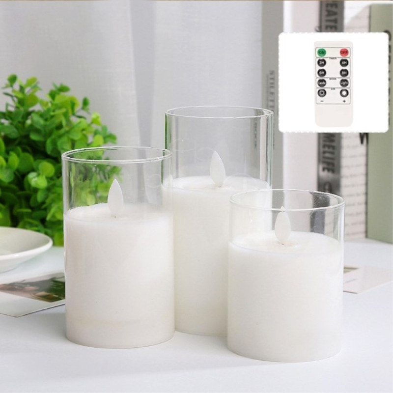 3stk Moving Flame Candle Light Decor LED - lys med fjernkontroll
