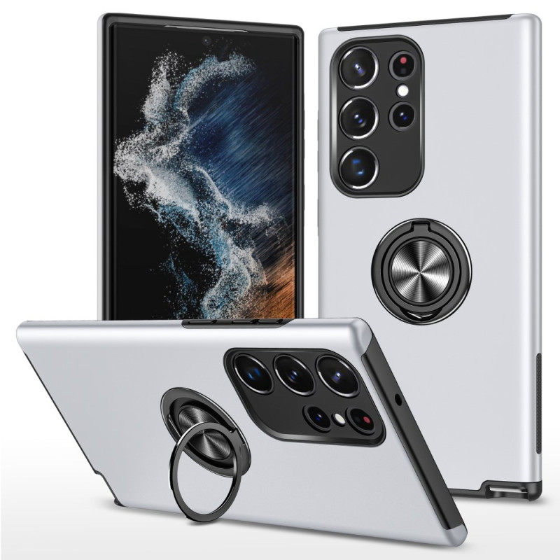 Samsung Galaxy S24 Ultra Hybrid Deksel Med Fingerring - Sølv
