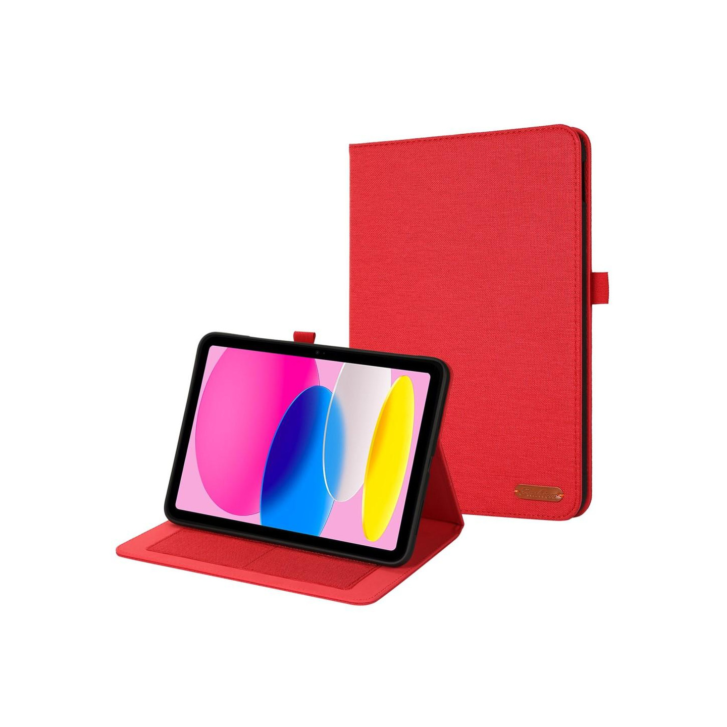 Apple iPad 10.9 2022 Sammenleggbart deksel Kortholder Stofftekstur - Rød