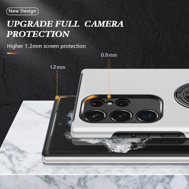 Samsung Galaxy S24 Ultra Hybrid Deksel Med Fingerring - Sølv