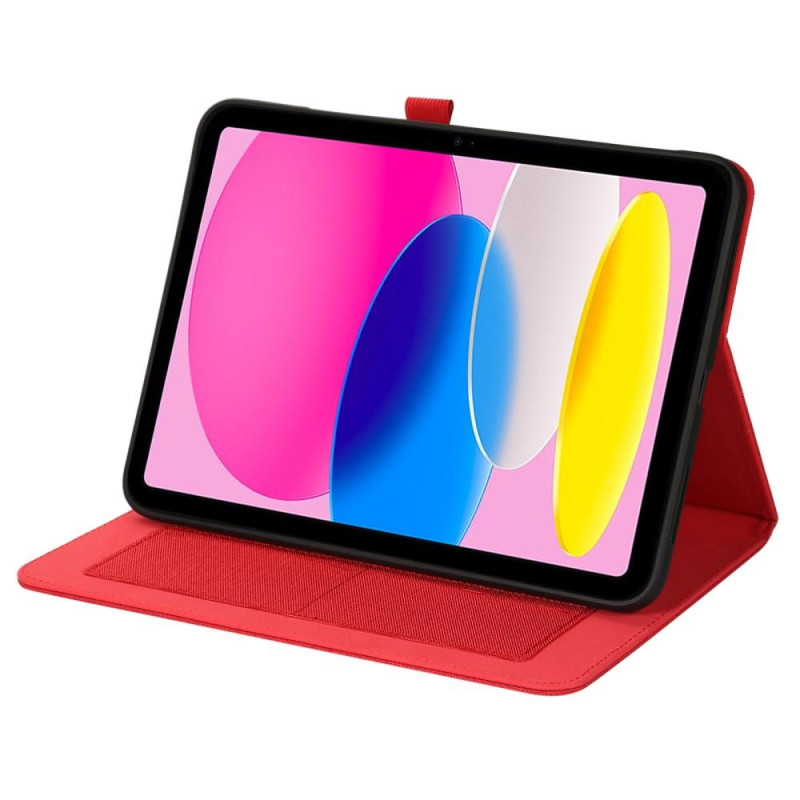 Apple iPad 10.9 2022 Sammenleggbart cover Kortholder Stofftekstur - Rød