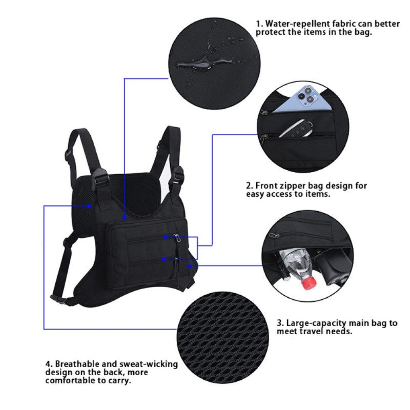 Taktinen liivilaukku Vedenpitävä rintalaukku, jossa on useita taskuja