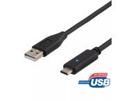 Deltaco USB 2.0 kabel, Typ A - Typ C hane, 1m, svart