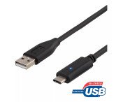 Deltaco USB 2.0 kabel, Typ A - Typ C hane, 1m, svart