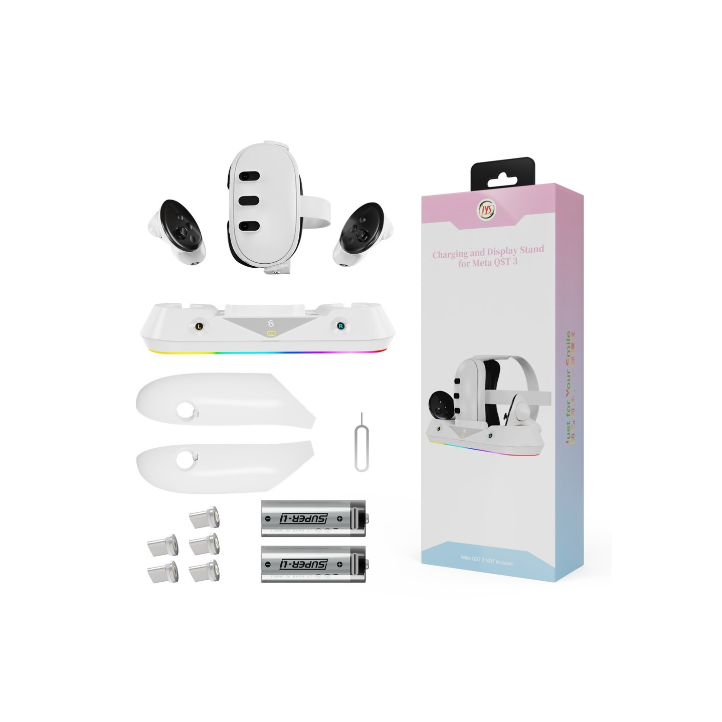 Meta Quest 3 VR - hodesettkontroller Ladestasjon