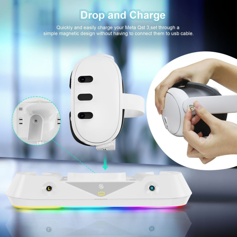 Meta Quest 3 VR Headset Controller Control Charging Dock
