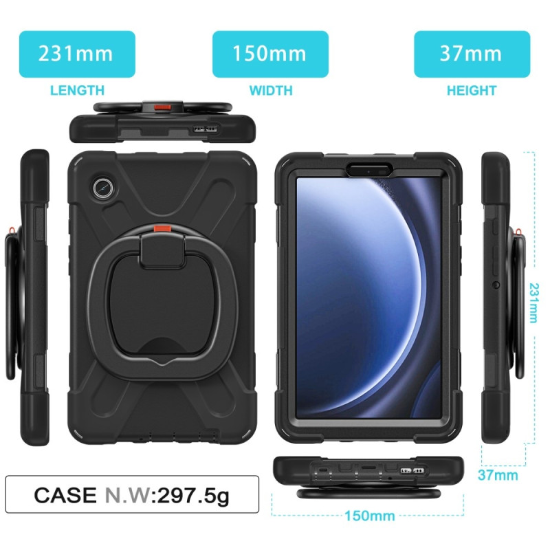 For Samsung Galaxy Tab A9 Case PC+Silicone Tablet Cover with Rotating Kickstand
