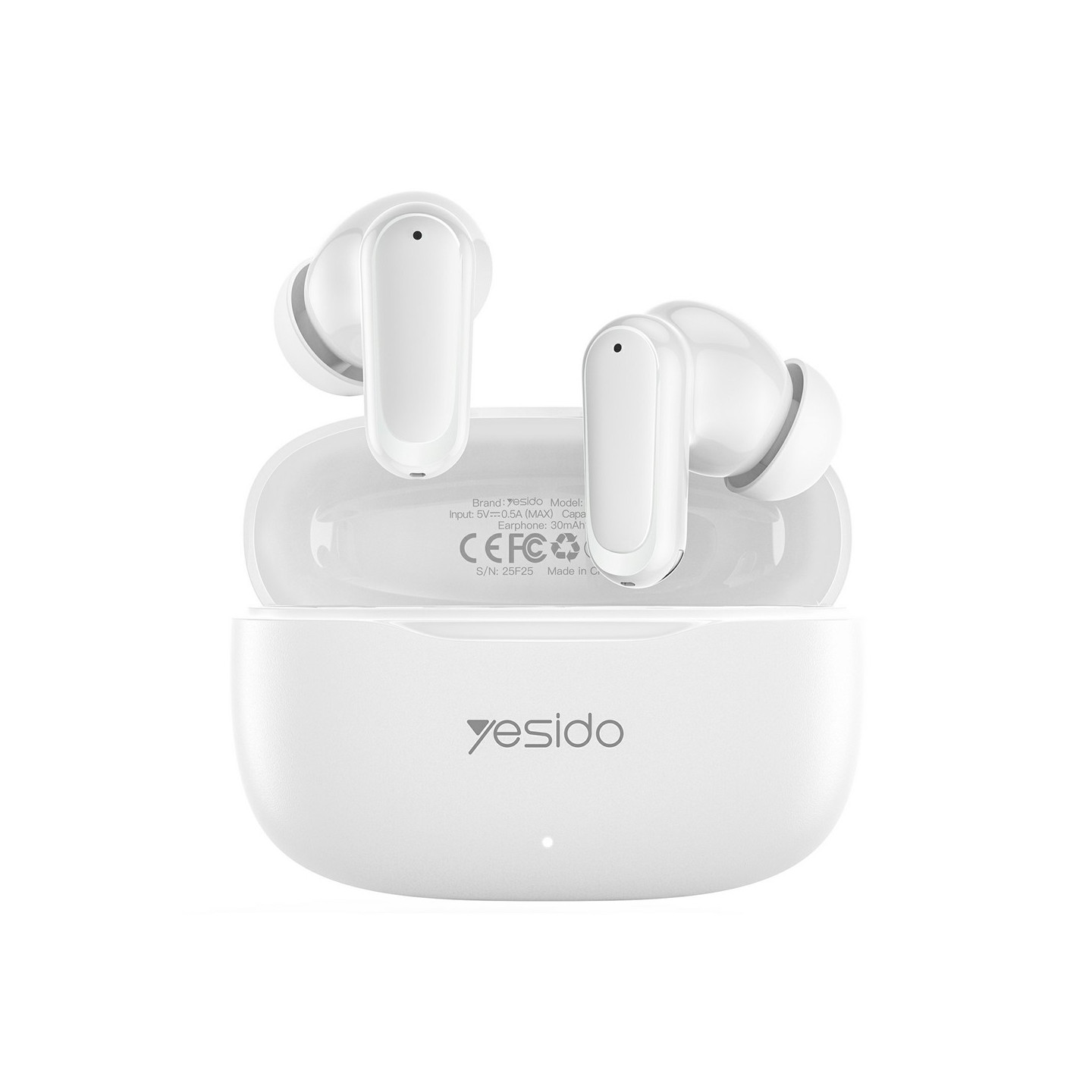 YESIDO Wireless Headphones In-Ear Bluetooth Stereo Headphones Touch Control - White