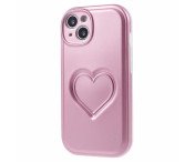 För iPhone 15 Skal Fodral 3D Love Heart TPU telefonskal - Rosa