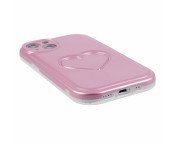 För iPhone 15 Skal Fodral 3D Love Heart TPU telefonskal - Rosa