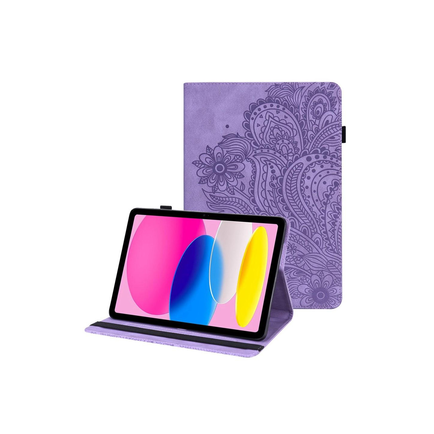 For iPad 10.9 (2022) Tablet Case Cover Flower Imprinting - Purple