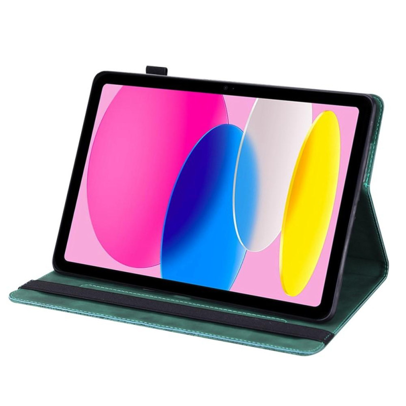 Apple iPad 10.9 2022 Sammenleggbart Veske Kortholder Blomster - Grønn
