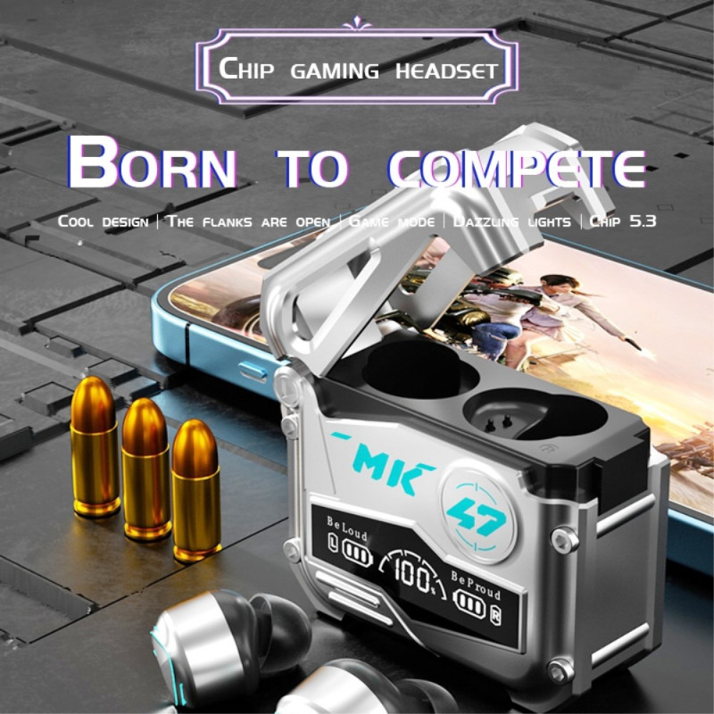 MK47 Mechanical Gaming Bluetooth In - ear Headset - Silver