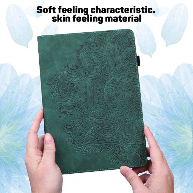 For iPad 10.9 (2022) Tablet Case Cover Flower Imprinting - Green