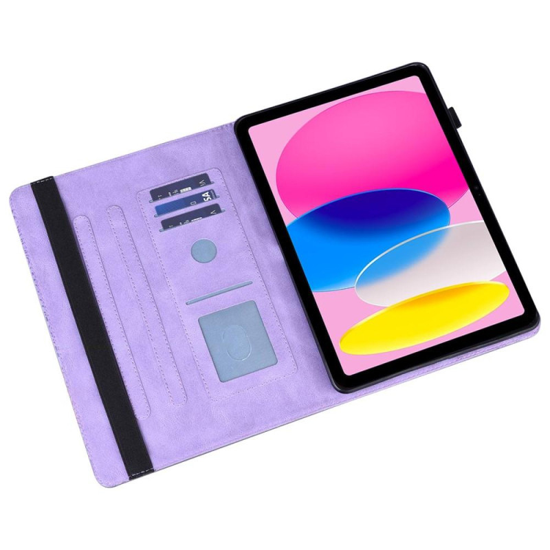 Til iPad 10.9 (2022) Tabletetui Cover Blomsterprægning - Lilla