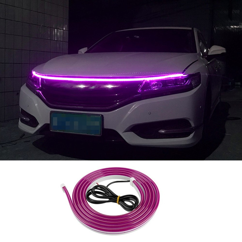 Decorative Light Strip For Car Hood Flexible Waterproof - Purple 2m