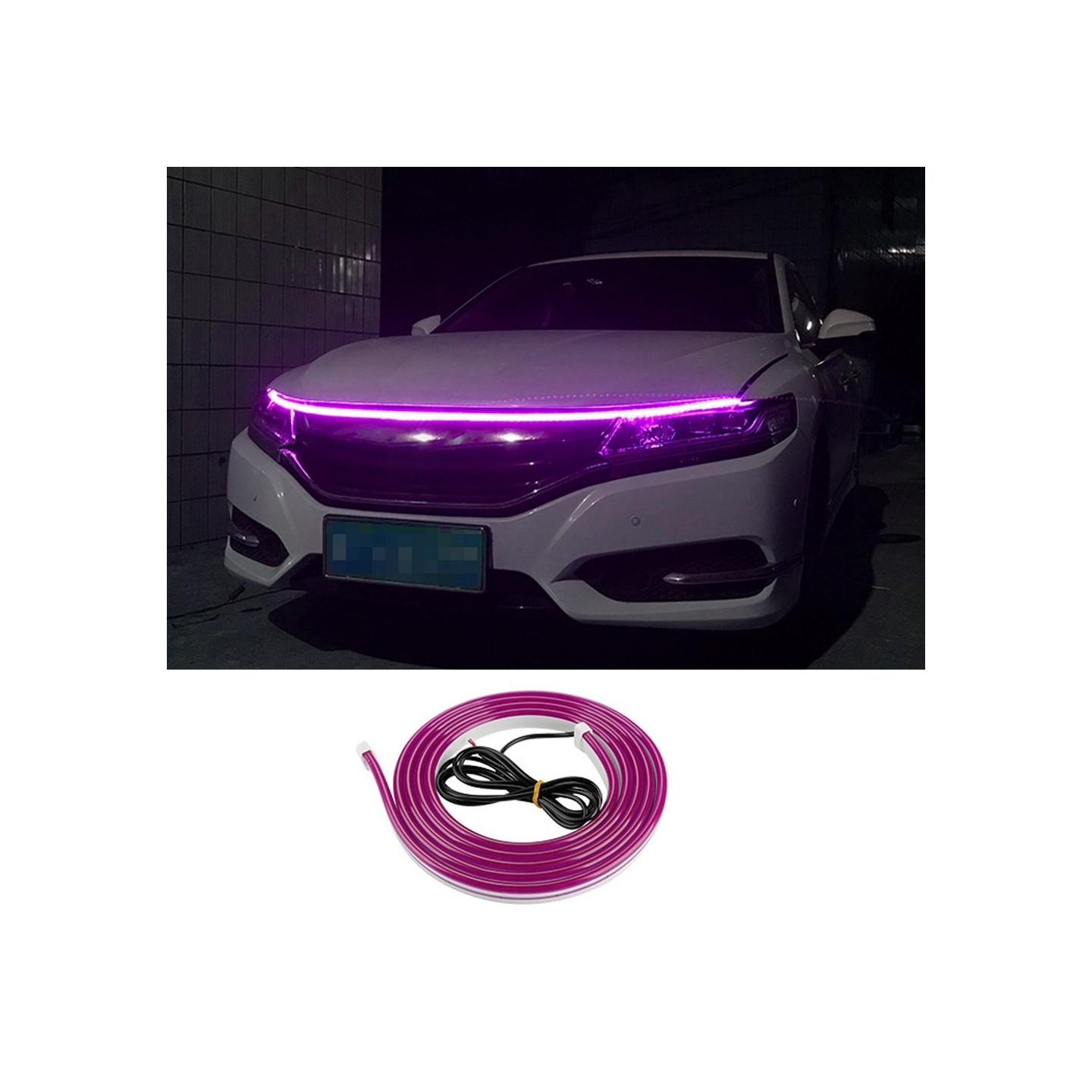Decorative Light Strip For Car Hood Flexible Waterproof - Purple 2m