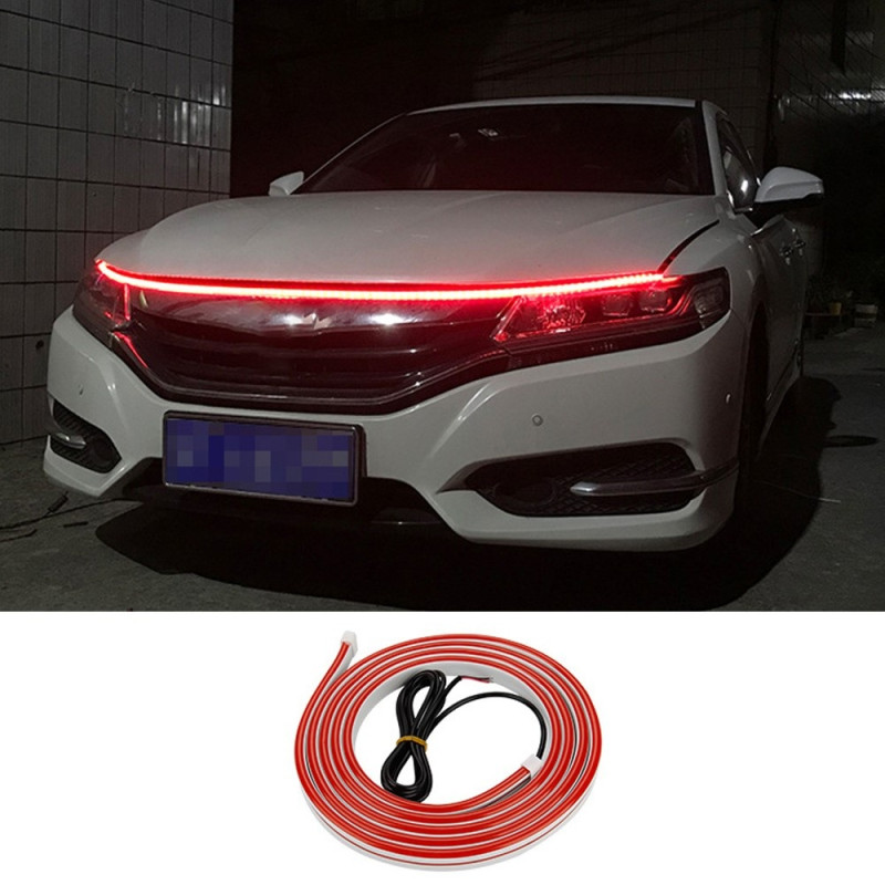 Decorative Light Strip For Car Hood Flexible Waterproof - Red 2m