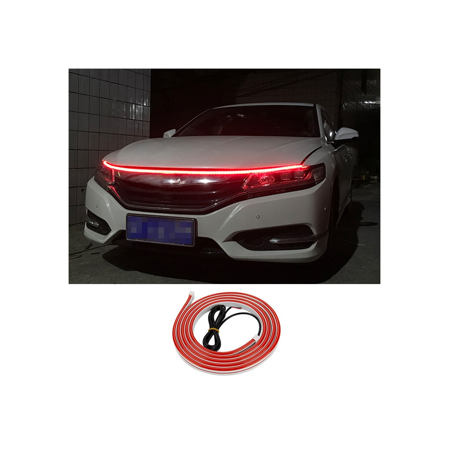 Decorative Light Strip For Car Hood Flexible Waterproof - Red 2m