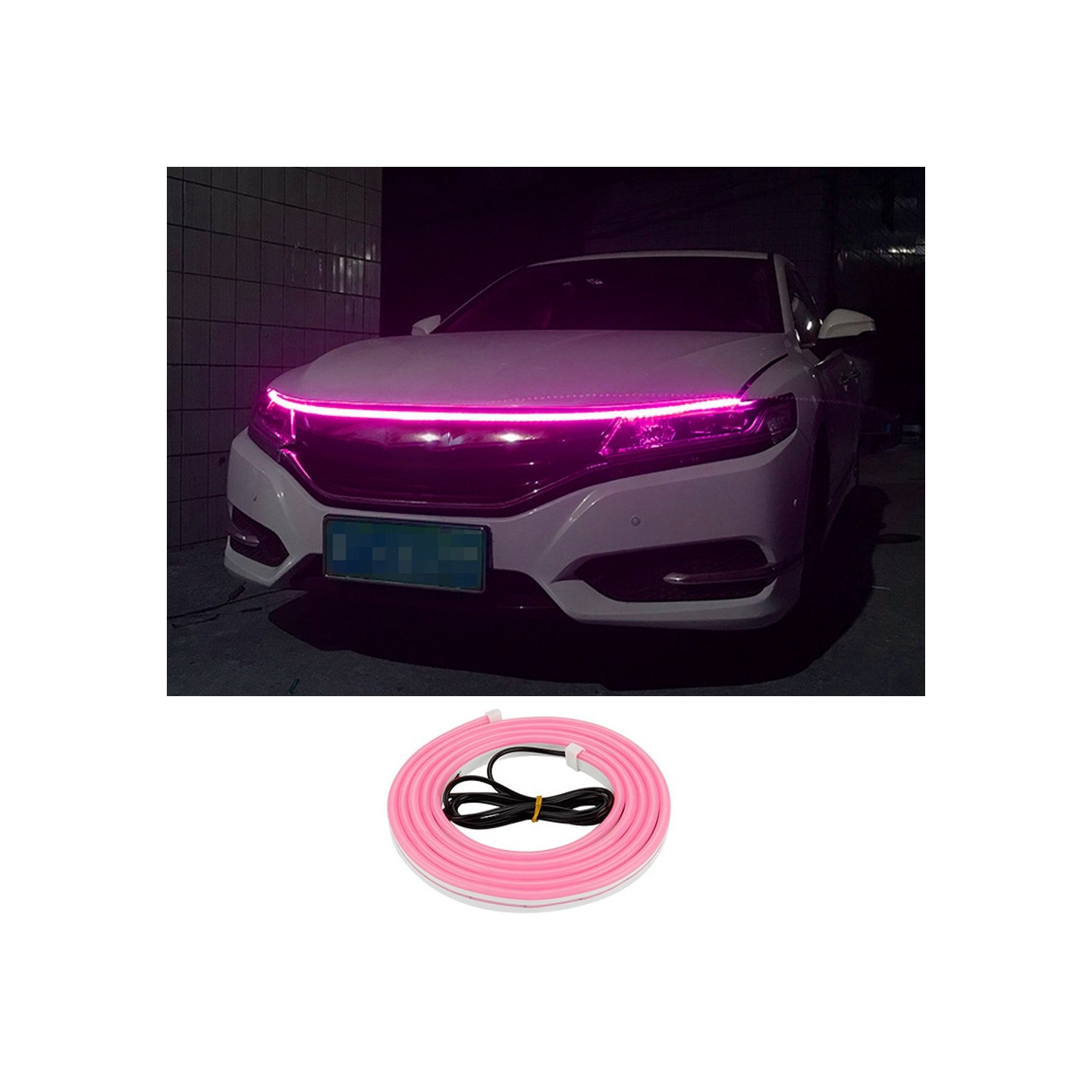 Dekorativ lysstripe for bilhette fleksibel vanntett - rosa 2m