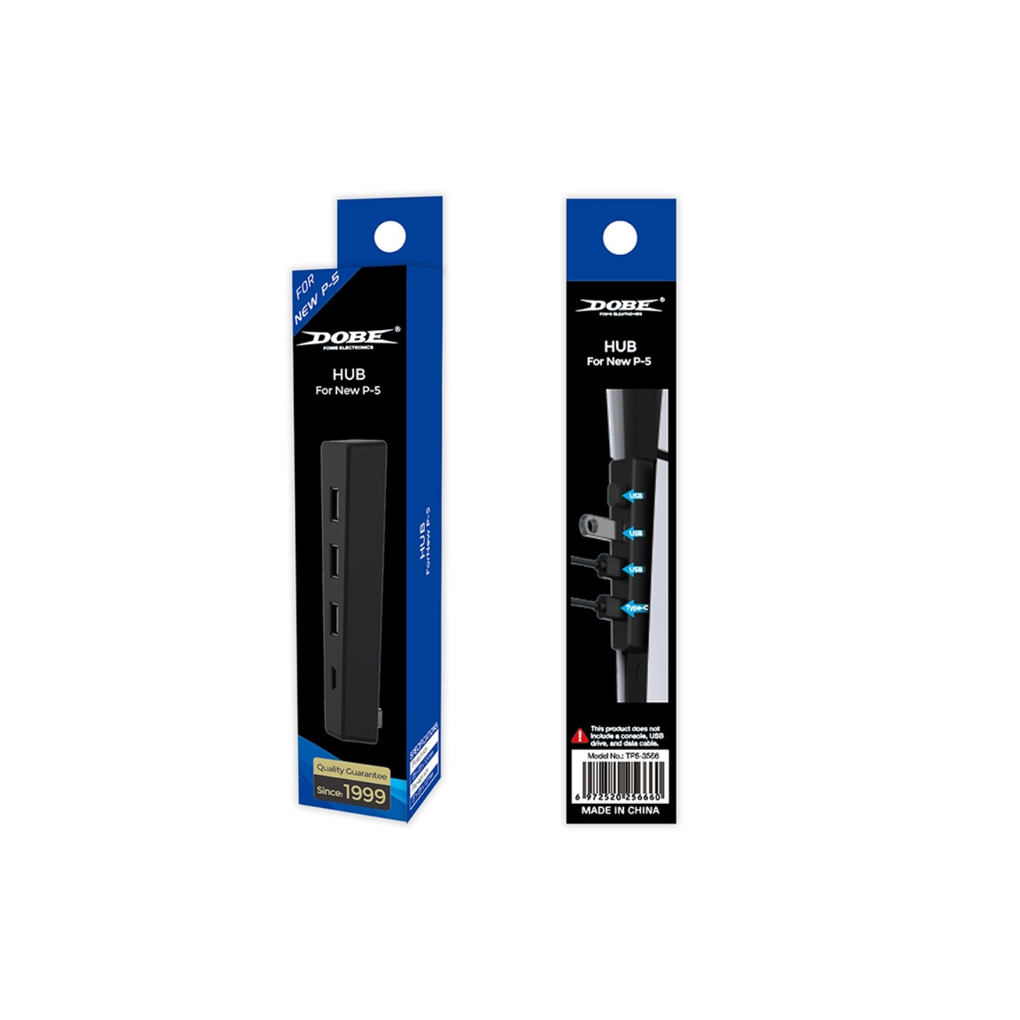 DOBE PS5 Slim - pelikonsolin hubiadapteri USB 2.0 - telakointiasema splitter