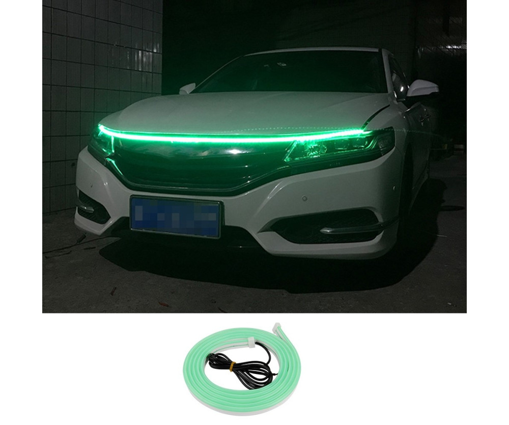 Dekorativ Ljusremsa För Bil Huv Flexibel Vattentät  - Grön 2m