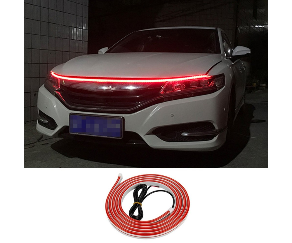 Dekorativ Ljusremsa För Bil Huv Flexibel Vattentät  - Röd 2m