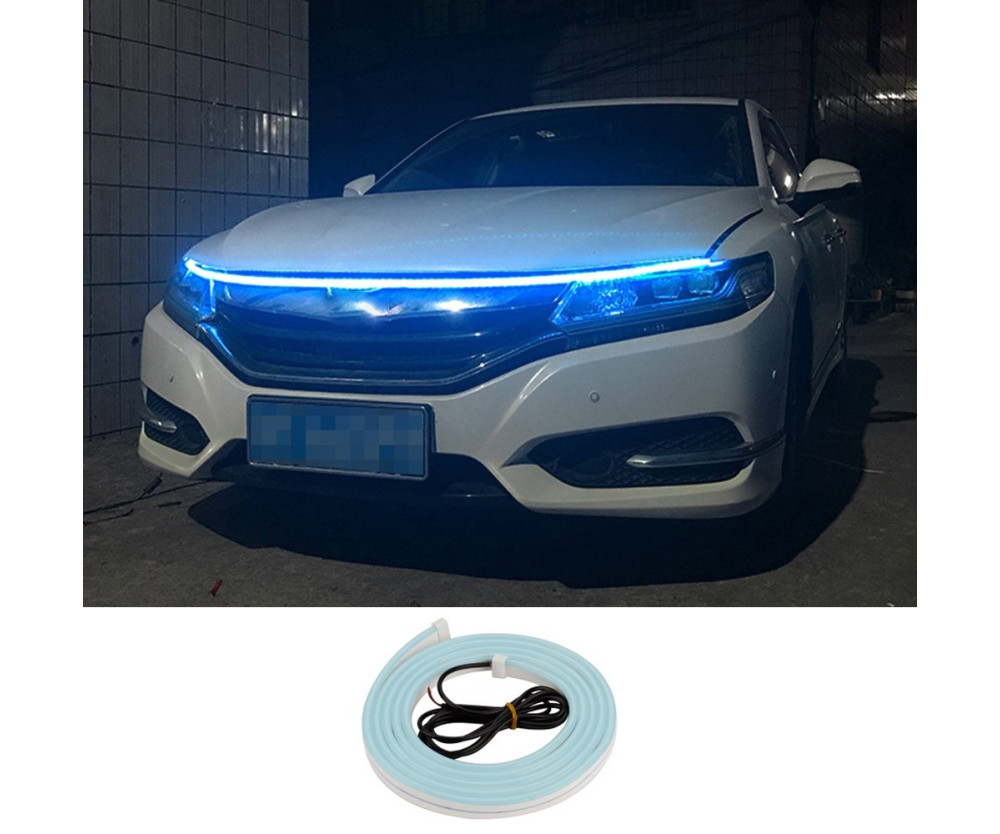 Dekorativ Ljusremsa För Bil Huv Flexibel Vattentät  - Isblå 2m