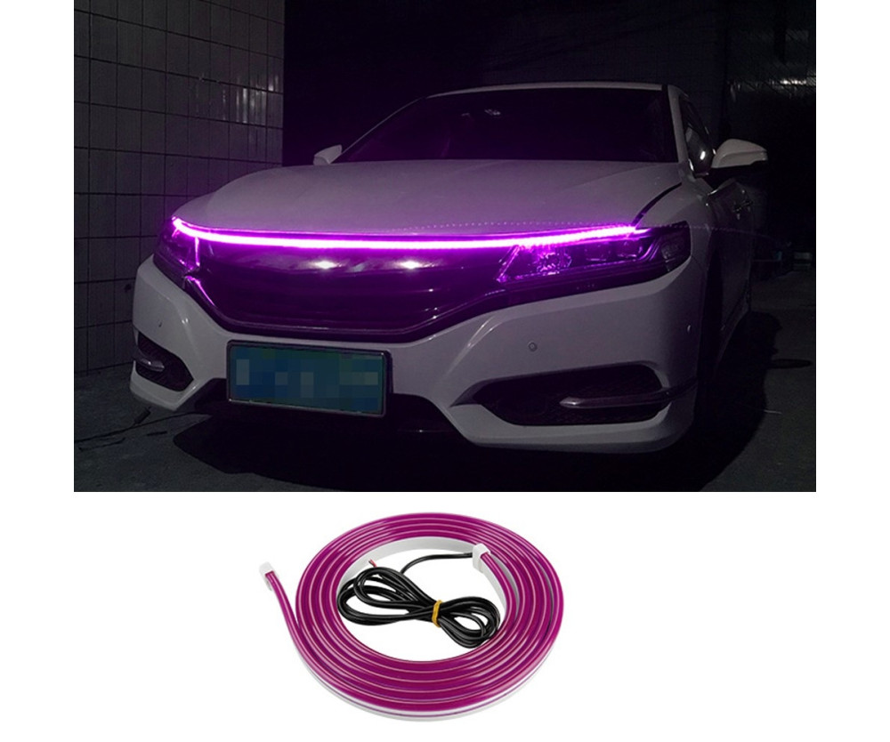 Dekorativ Ljusremsa För Bil Huv Flexibel Vattentät  - Lila 2m