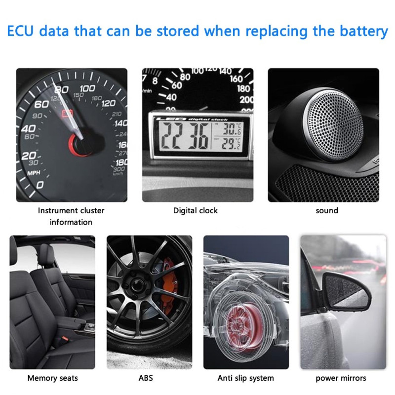 Batteri Bil nødstrømsbeskyttelse OBD2 - kontakter ECU - minne