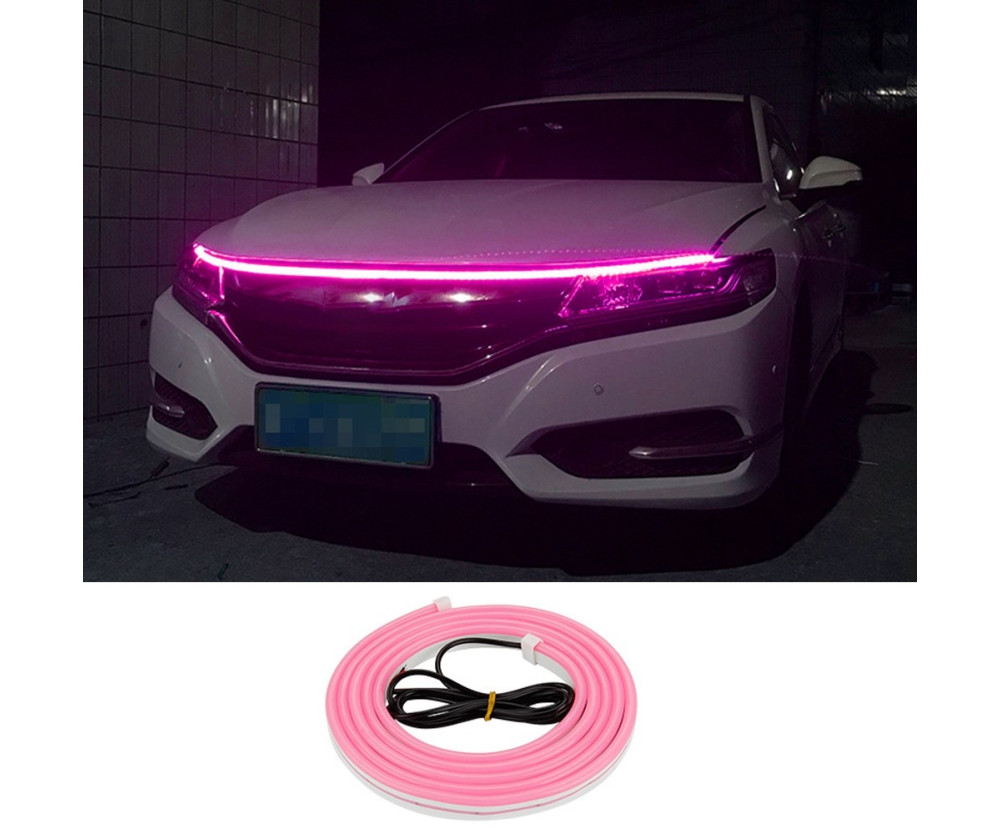 Dekorativ Ljusremsa För Bil Huv Flexibel Vattentät  - Rosa 2m