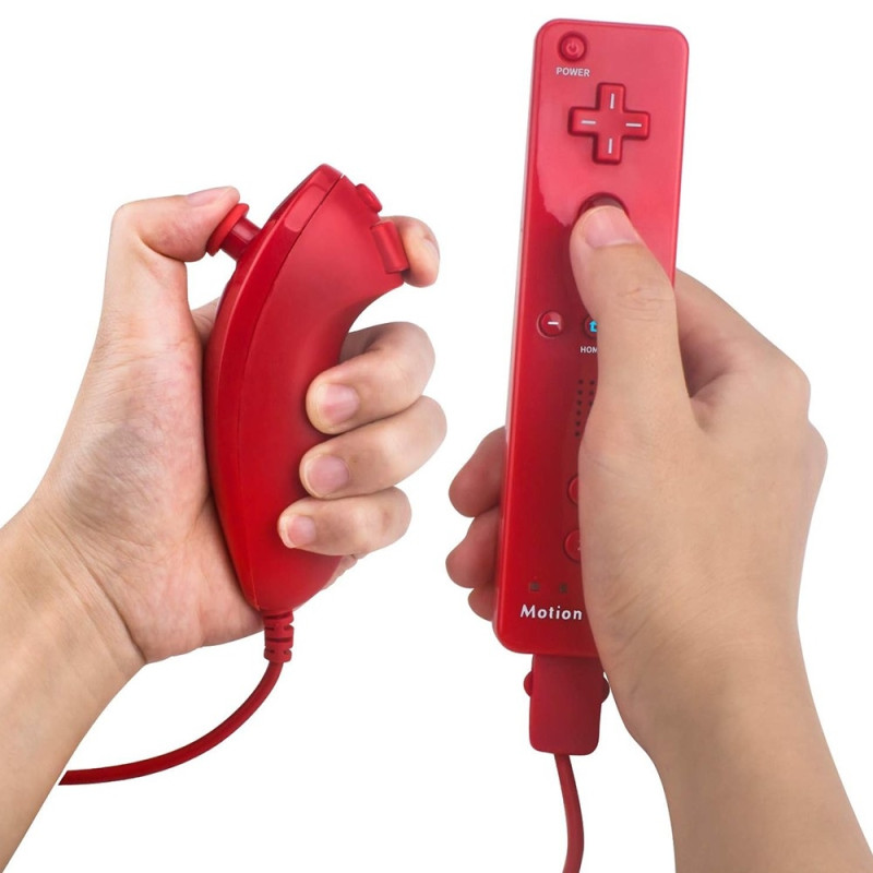 Kompatibel med Wii Controller Set Motion Plus, Bulk Red
