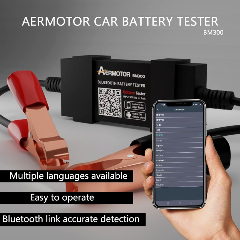Tester Auton akku 12V Latauskäynnistysanalysaattori Android iOS