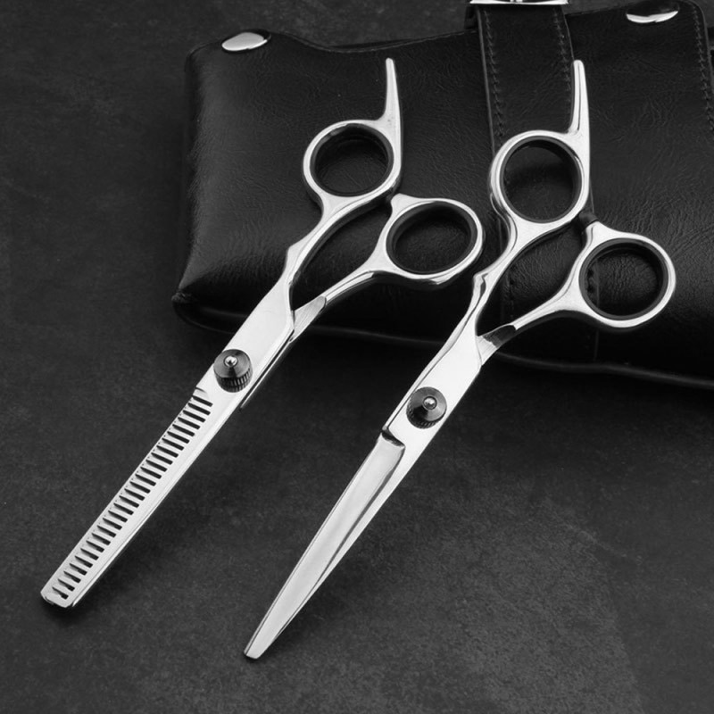 2 pcs. stainless steel hairdressing scissors professional hair cutting thinning scissors + bag