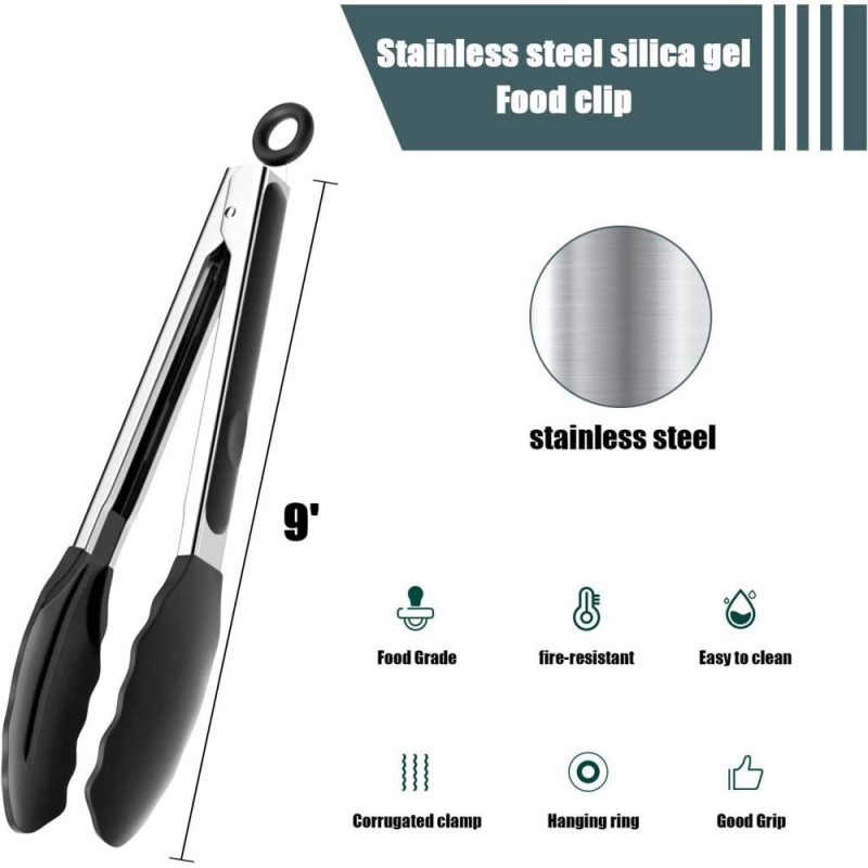 9 - inch Kitchen Cooking Tongs for Salad / Pasta / Grilling / BBQ