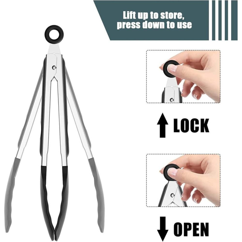 9 - inch Kitchen Cooking Tongs for Salad / Pasta / Grilling / BBQ