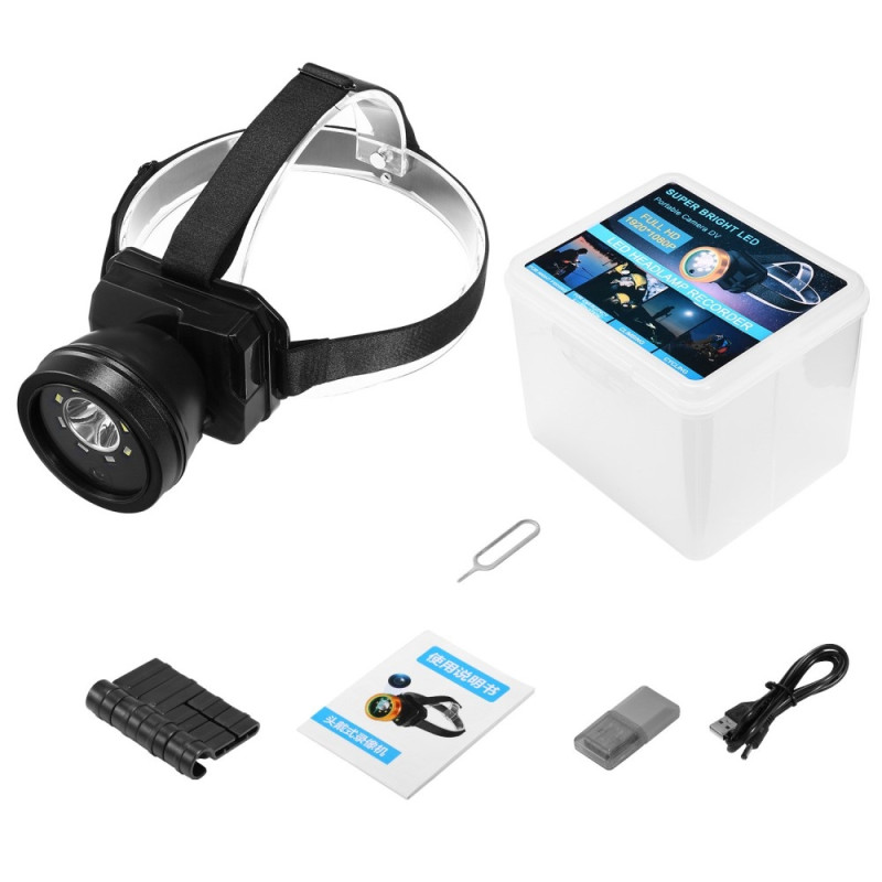 Waterproof 1080P Video Camera Flashlight Headlamp Spotlight