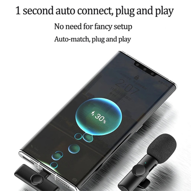 USB - C 2,4 GHz trådløs Lavalier - mikrofon (2 mikrofoner+1 modtager)