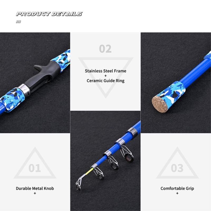 LEO 165 cm retractable fishing rod in fiberglass spinning fishing rod