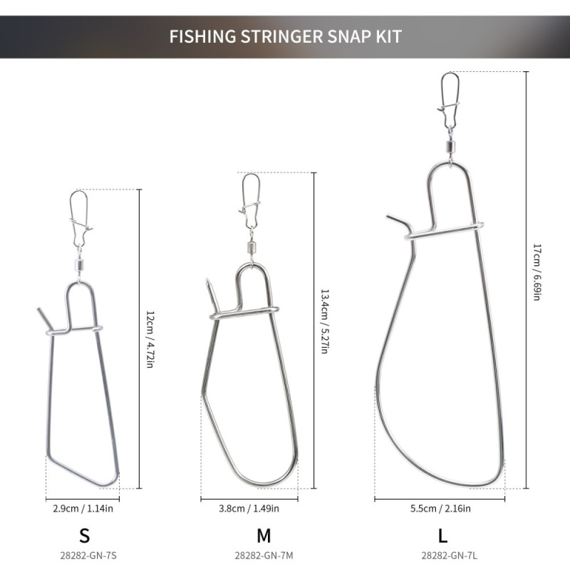 LEO Fishing Stringer Clip i rustfrit stål Fishing Stringer Clip 7 snaps