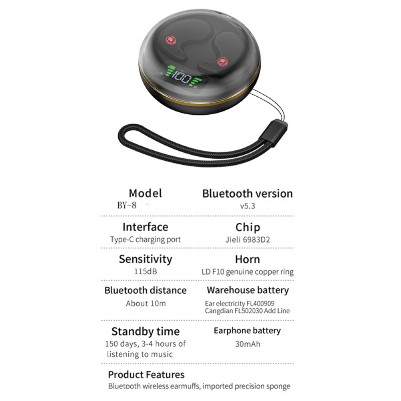 Sleep - hovedtelefoner Bluetooth I øret til at sove med - Lyserød