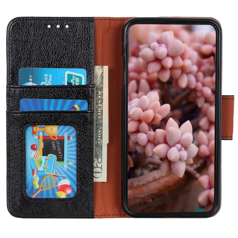 Nappa Texture Split Wallet Stativbetræk til Motorola Moto G14 - Sort