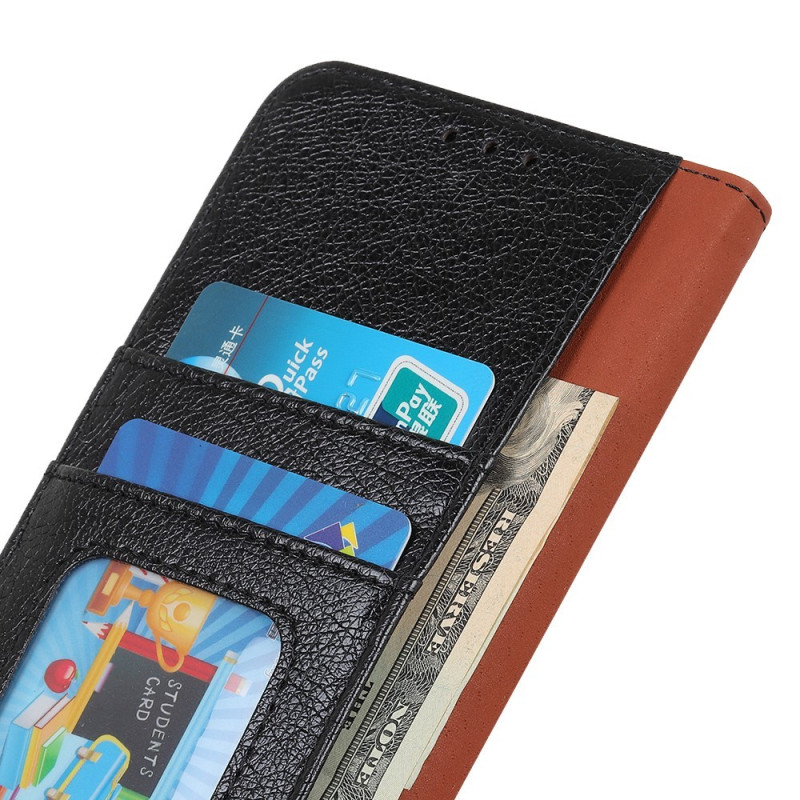 Nappa Texture Split Wallet Stativbetræk til Motorola Moto G14 - Sort