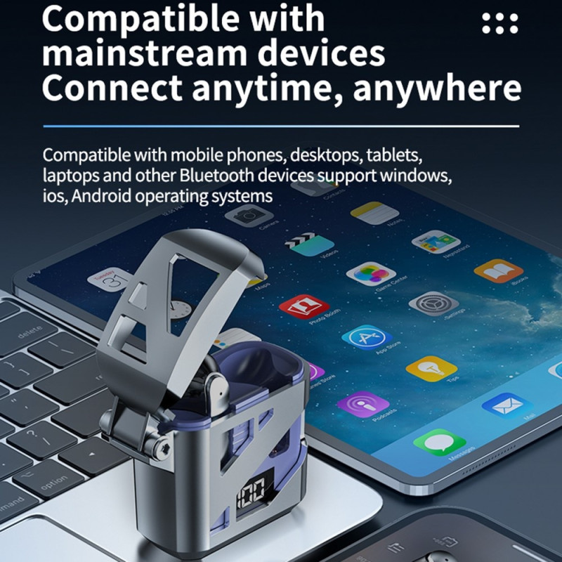 Cool Mecha Style In - Ear Bluetooth Headset Wireless Headphones - Black