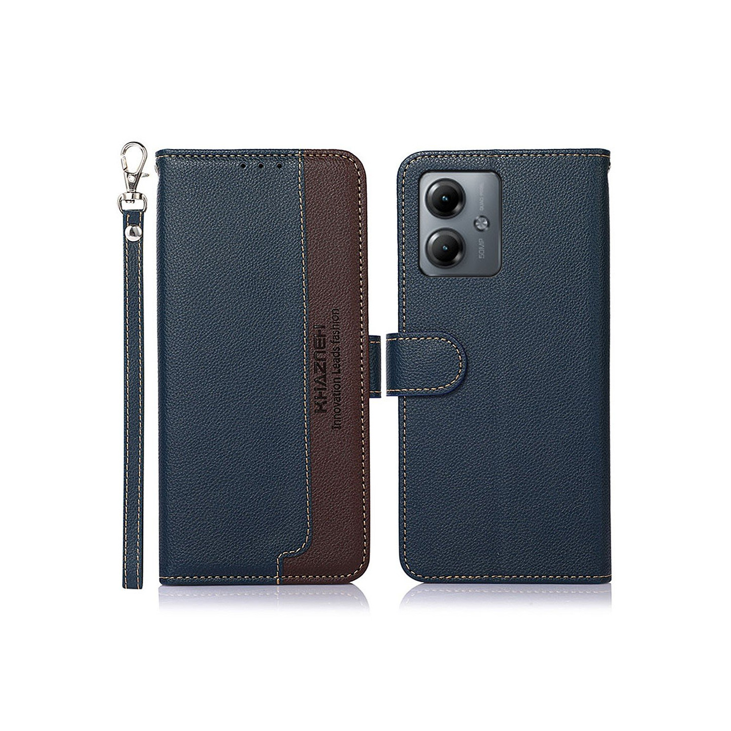 Motorola Moto G14 KHAZNEH Lommebok - deksel - Blå/Brun