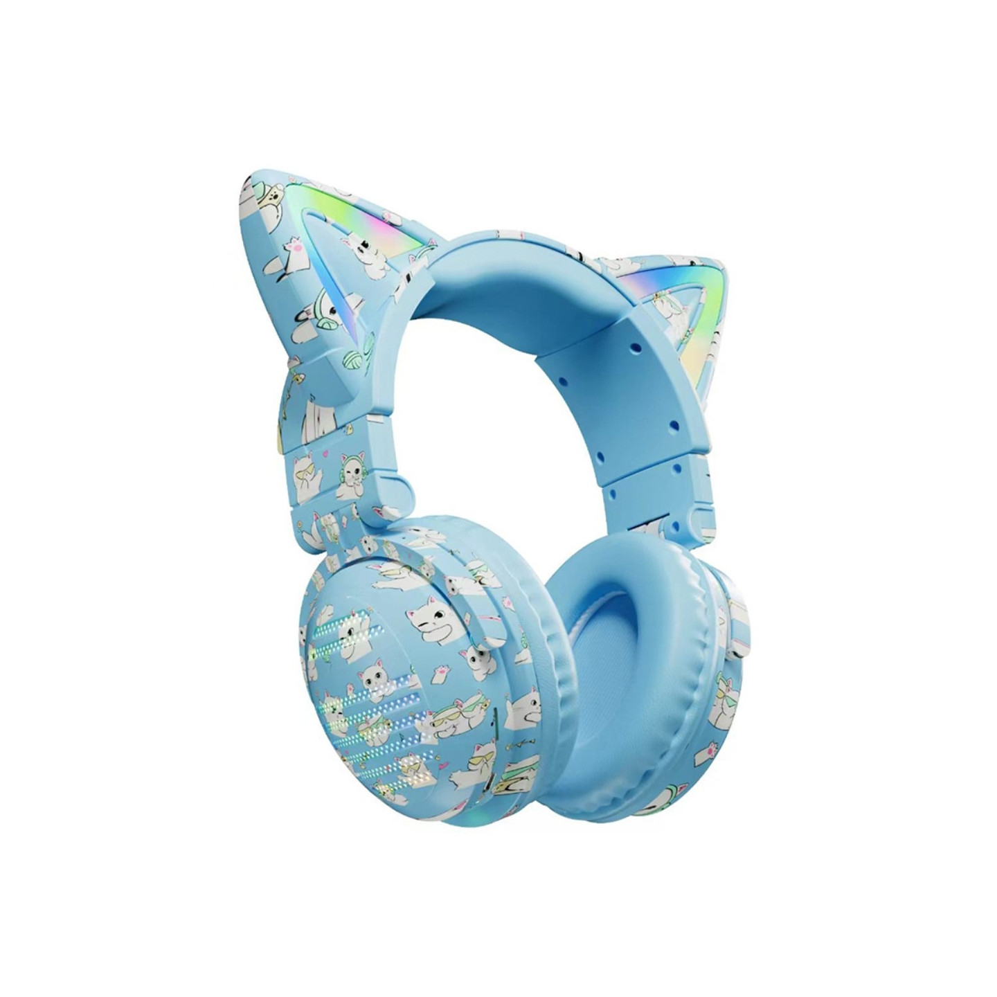 Cat Ears Bluetooth Headset Microphone Wireless Headphones - Blue