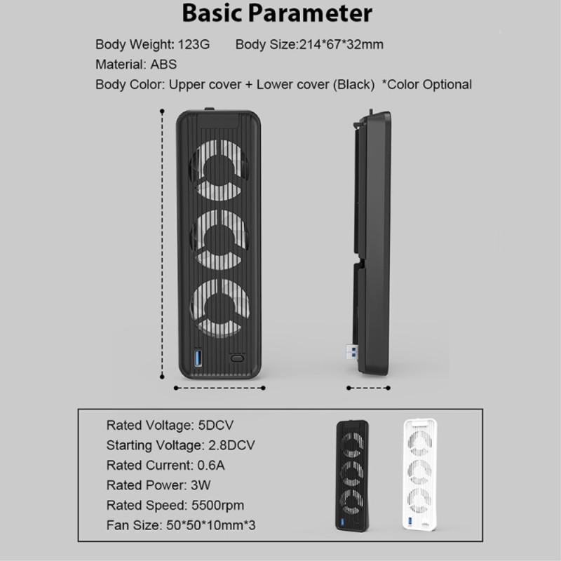 For PS5 ABS cooling fan 2 - speed wind heat dissipation USB fan cooler