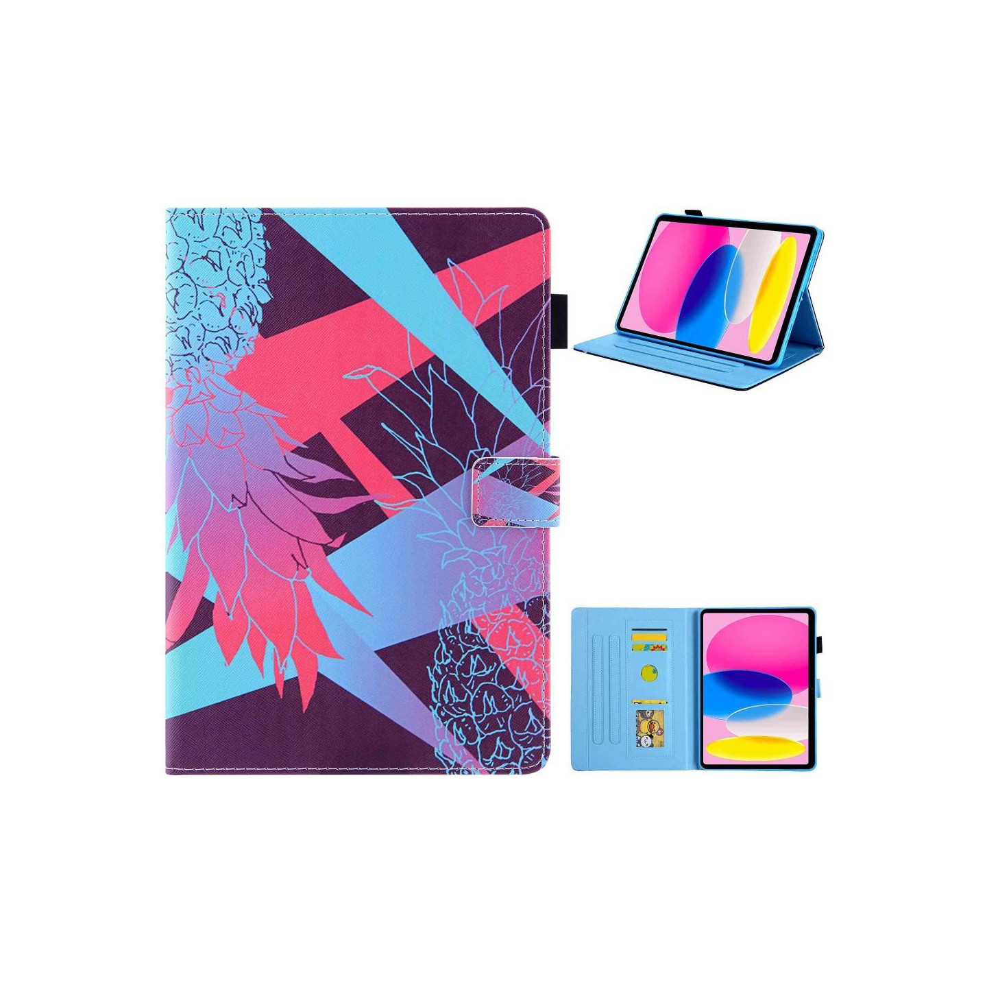 iPad 10.9 (2022) tablettikotelon kansi taitettava jalusta - punainen ananas