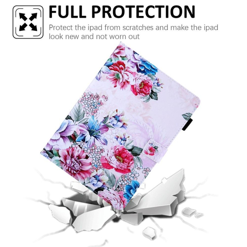 For iPad 10.9 (2022) Tablet Case Cover Foldable Stand - Peony